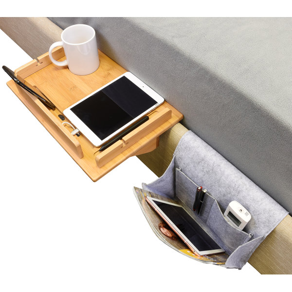 Tirrinia Bedside Shelf Table & Storage Organizer Caddy Cup & Pen Recess Design, Detachable